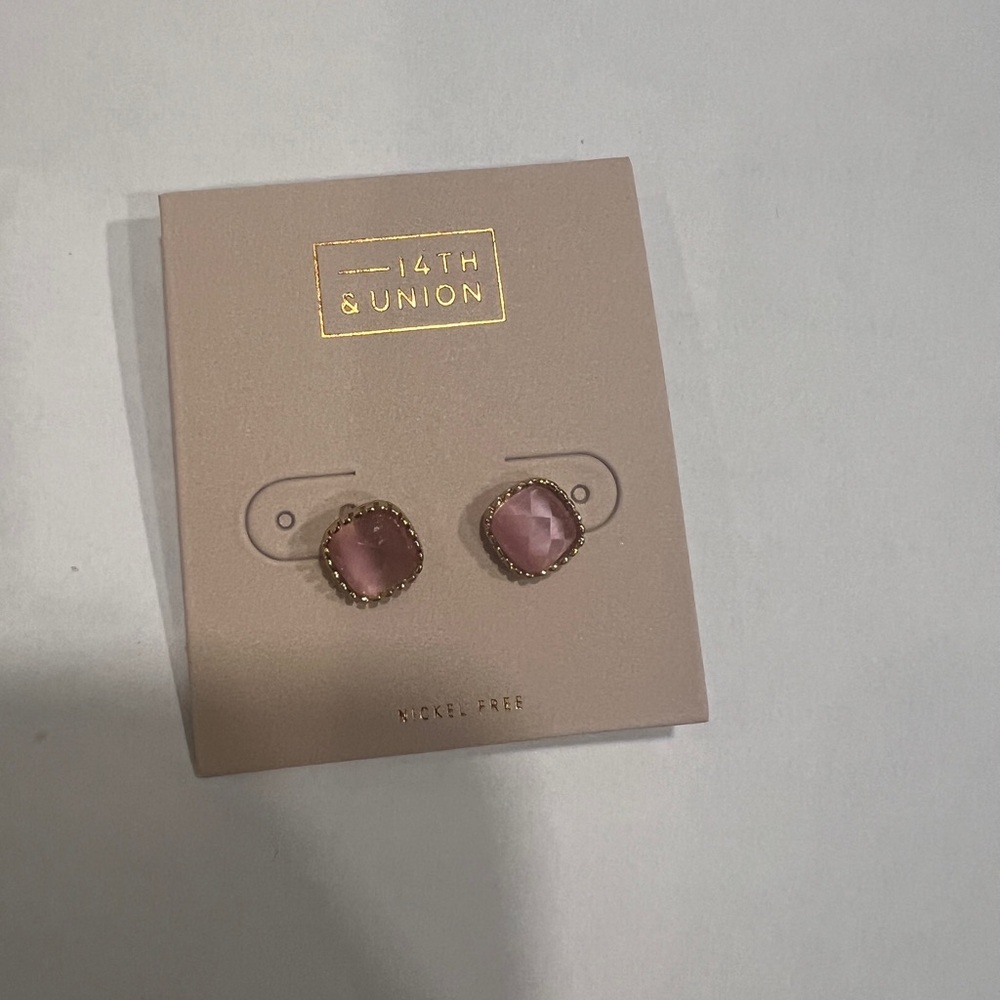 Pink Hexagonal Stud Earrings NWT